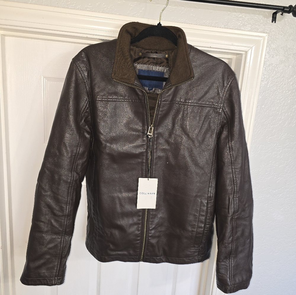 Cole Haan Men Smooth Leather Jacket